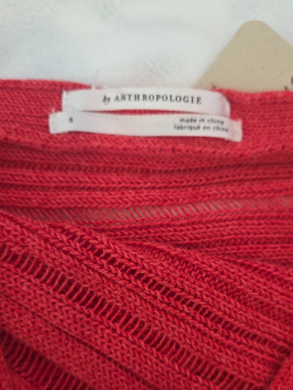 Anthropologie Red Ribbed Knit Bandeau Cami - Picture 2 of 5